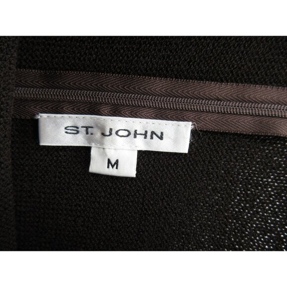 St John Sweater Medium Wool 1/4 Zip Pullover Crop Crewneck Classic - Picture 9 of 10